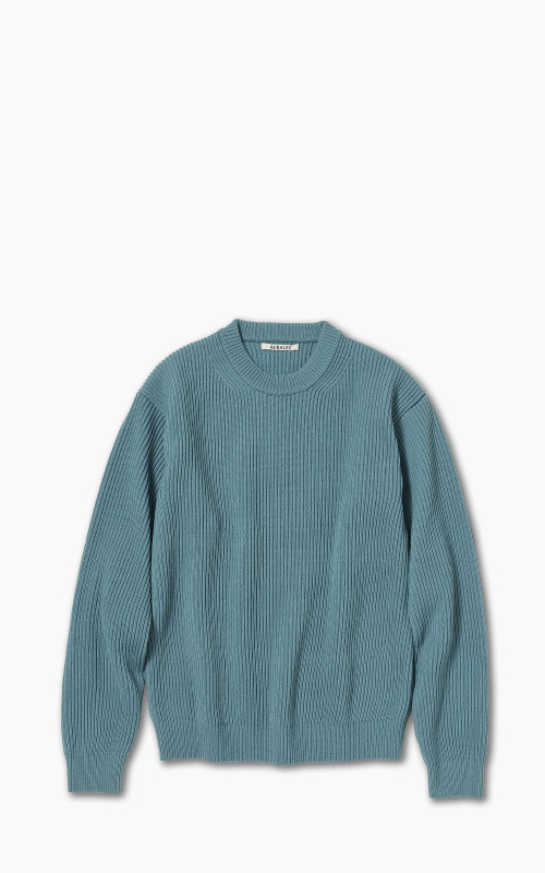 Auralee Super Fine Wool Rib Knit Big P/O Blue