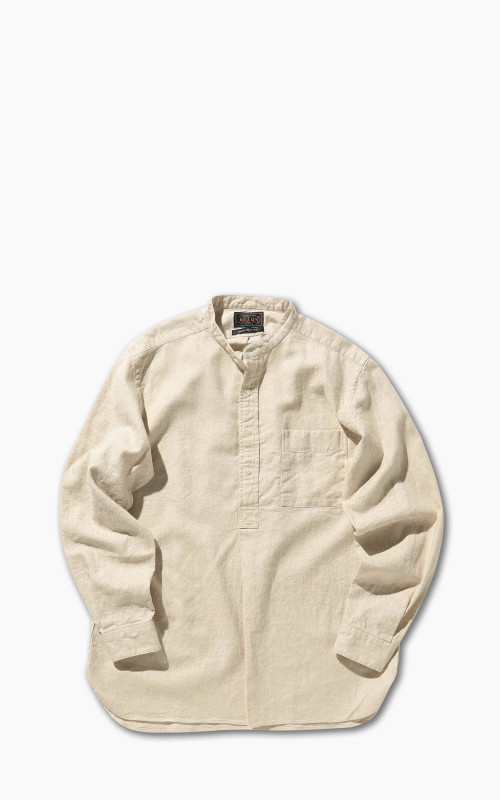 Beams Plus Band Collar Pullover Shirt Natural