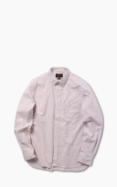 Beams Plus Oxford Striped Button-Down Shirt Wine