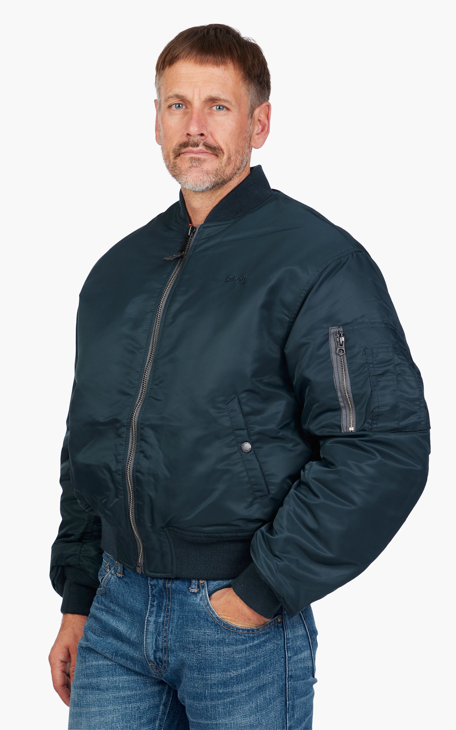 Schott NYC Airforce 90s Fit MA-1 Bomber Jacket Navy | Cultizm