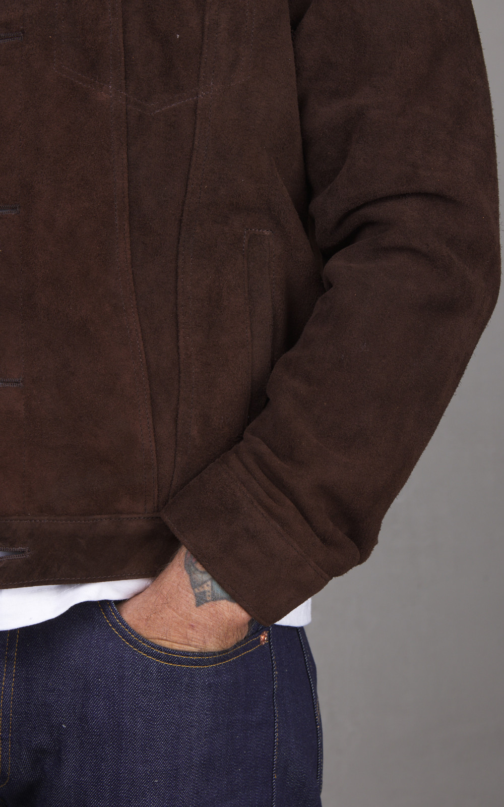 Double Helix Western Pioneer P Horsehide Suede Jacket Dark