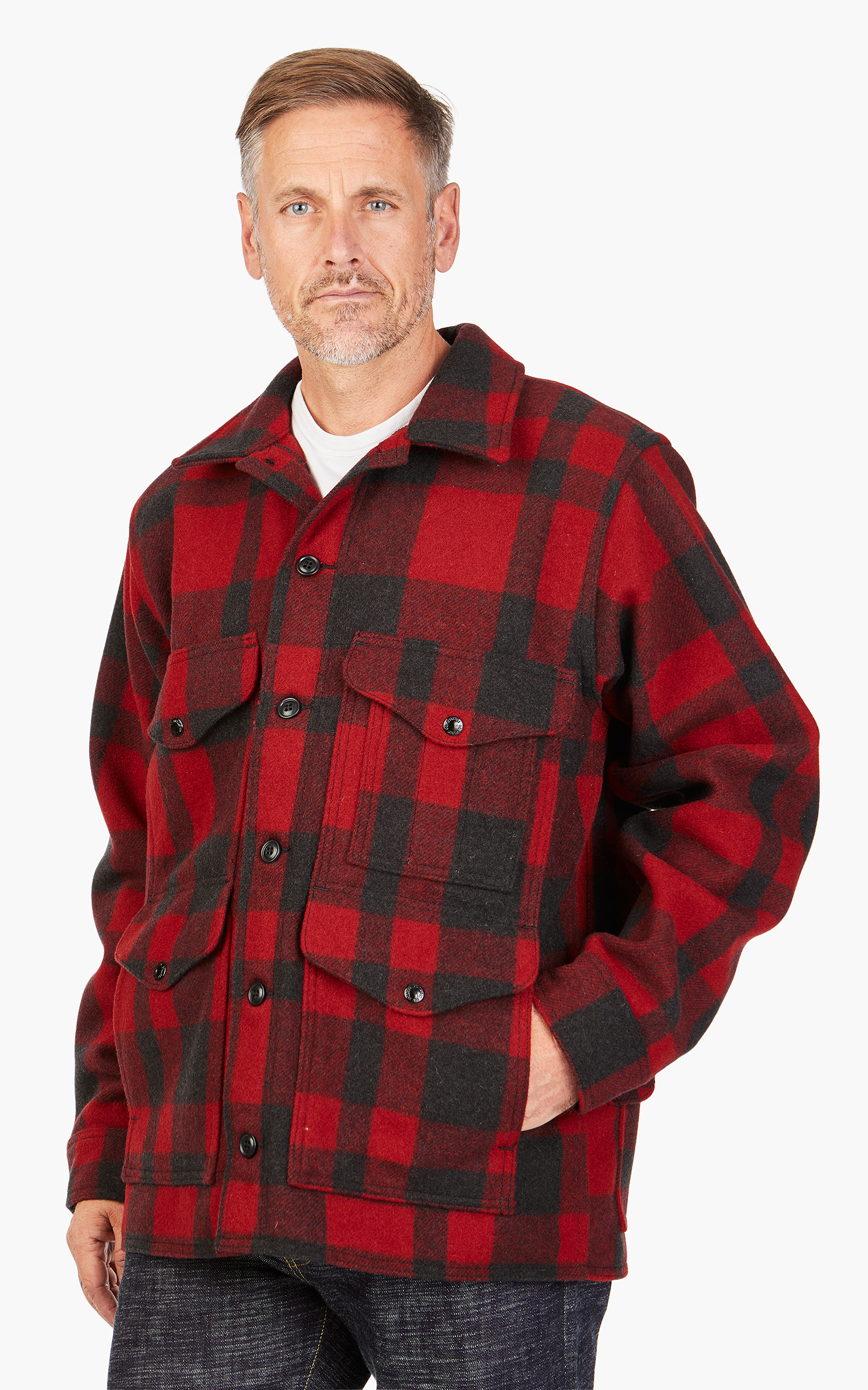 Filson Mackinaw Cruiser Jacket Red/Black Plaid | Cultizm