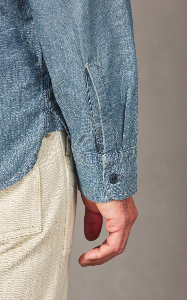 RRL Embroidered Chambray Workshirt Indigo | Cultizm