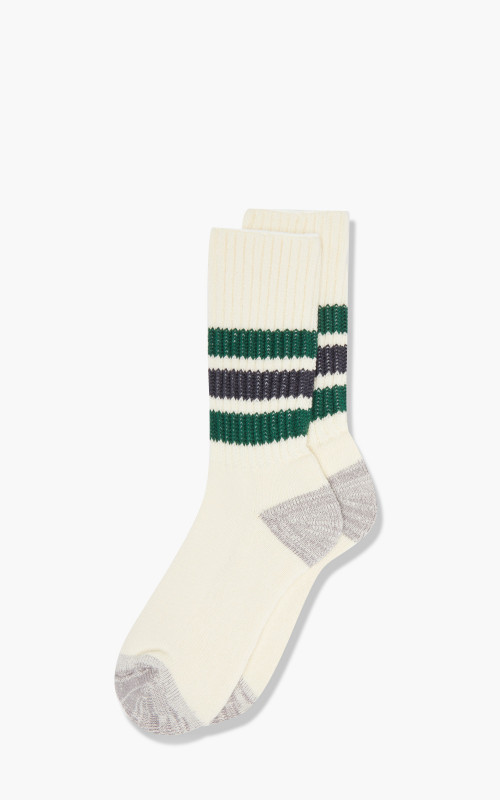 RoToTo R1255 Coarse Ribbed Oldschool Crew Socks Green/Charcoal R1255-GREEN/CHARCOAL