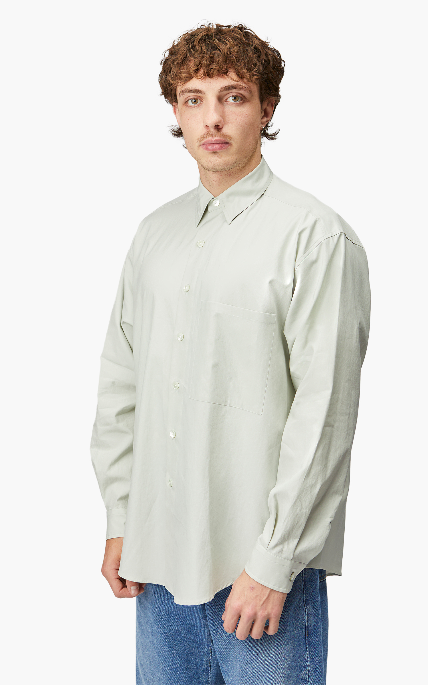 Auralee Washed Finx Twill Big Shirt Dusty Pale Blue | Cultizm