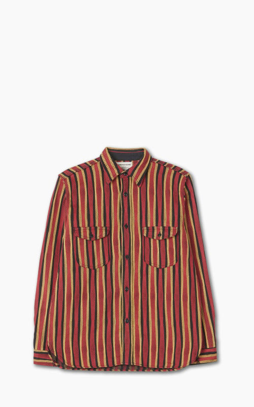 Samurai Jeans SDN23-01 “Drunk Stripe" Flannel Work Shirt Red