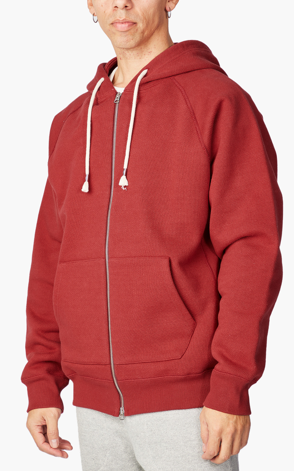 Wonder Looper Zip Hoodie Double Heavyweight French Terry Red | Cultizm