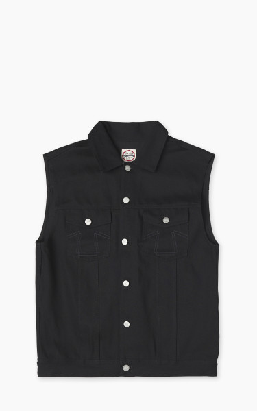 Eat Dust Fit 736 Biker Denim Vest Heavier Black 14oz
