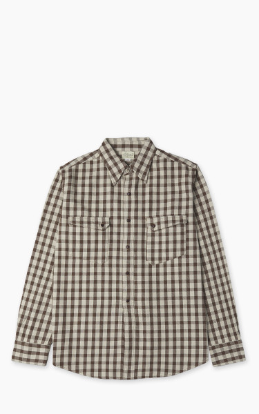 Warehouse &amp; Co. Lot 3052 Long Horn Type Flannel Western Shirt Brown Check