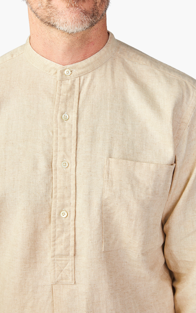シャツ BEAMS PLUS Band Collar Pullover Beams Plus Band Collar Pullover Shirt Natural | Cultizm