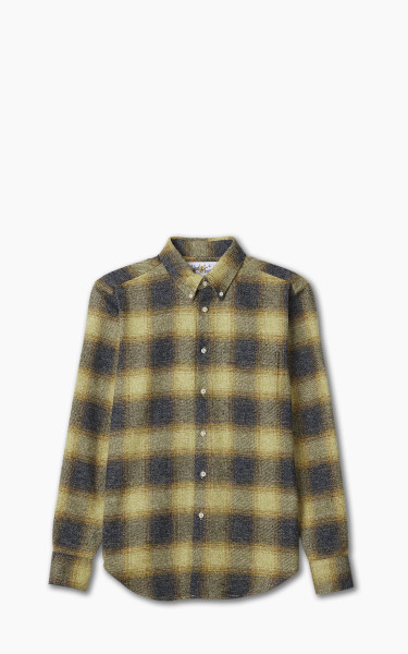 Naked &amp; Famous Denim Easy Shirt Tweedy Cotton Vintage Brushed Yellow
