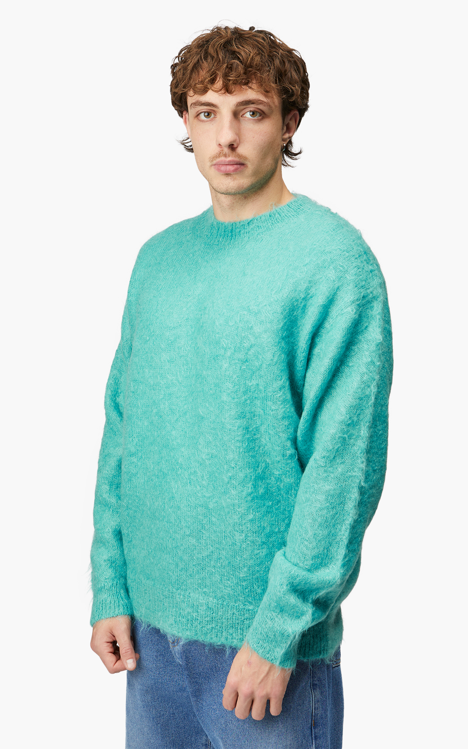 Auralee Brushed Super Kid Mohair Knit P/O Blue | Cultizm