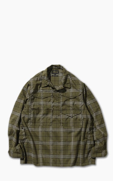 Beams Plus Polyester Check Adventure Shirt Olive