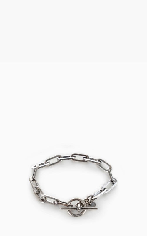 Argentidea 7mm Oxidized Solid Rectangular Link Chain Bracelet 925 Sterling Silver