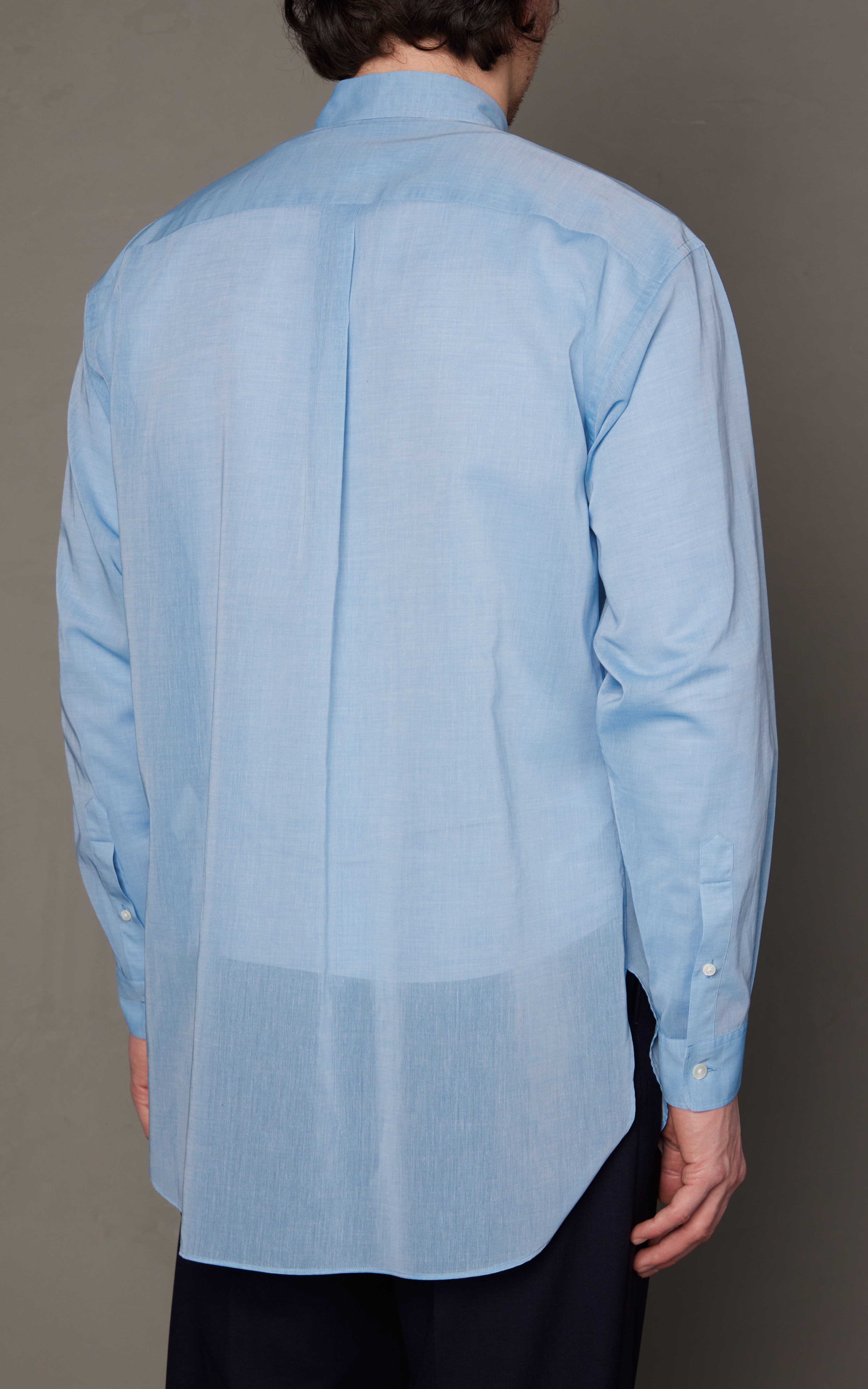 Auralee Hard Twist Finx Organdy Shirt Sax Blue Chambray