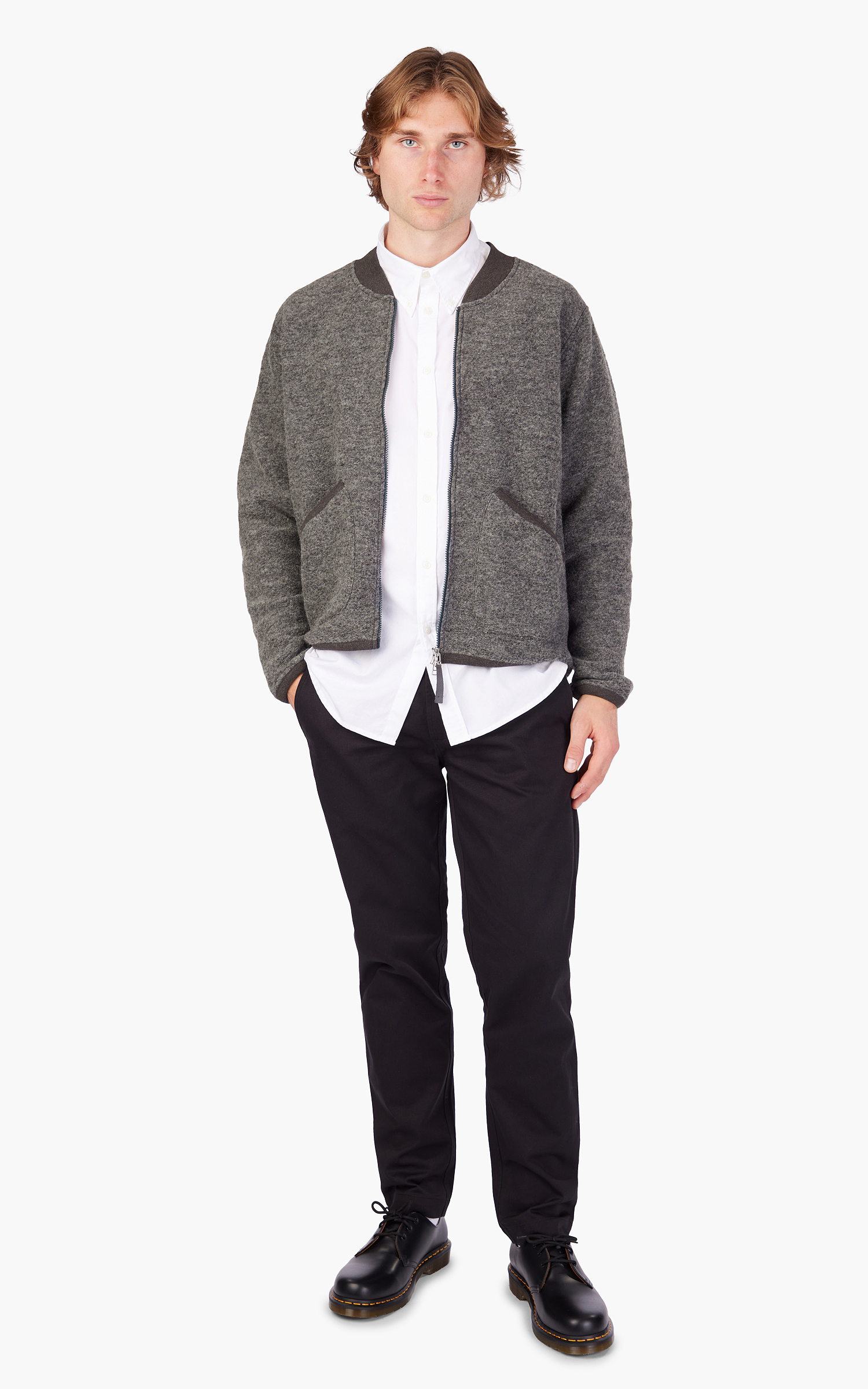 Universal Works Zip Bomber (Wool) - Grey Marl I Article.