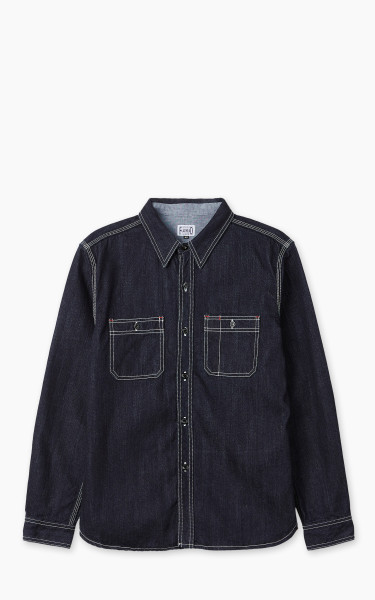 The Flat Head FN-SDK-301L Denim Work Shirt Selvedge Indigo