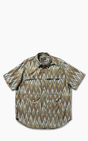 Beams Plus Short Sleeve Ikat Adventure Shirt II Olive