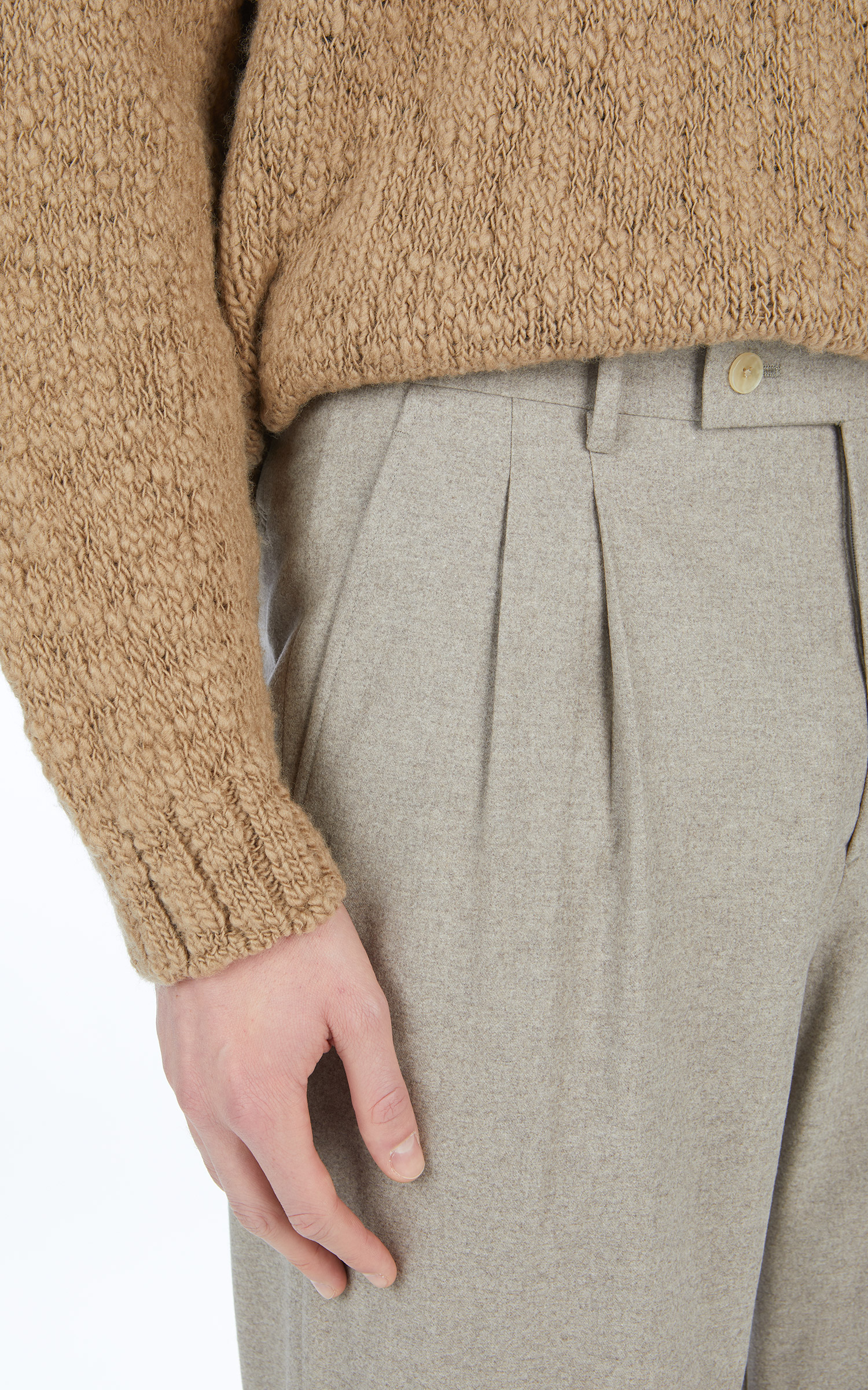 Auralee Wool Fulling Flannel Slacks Top Beige | Cultizm