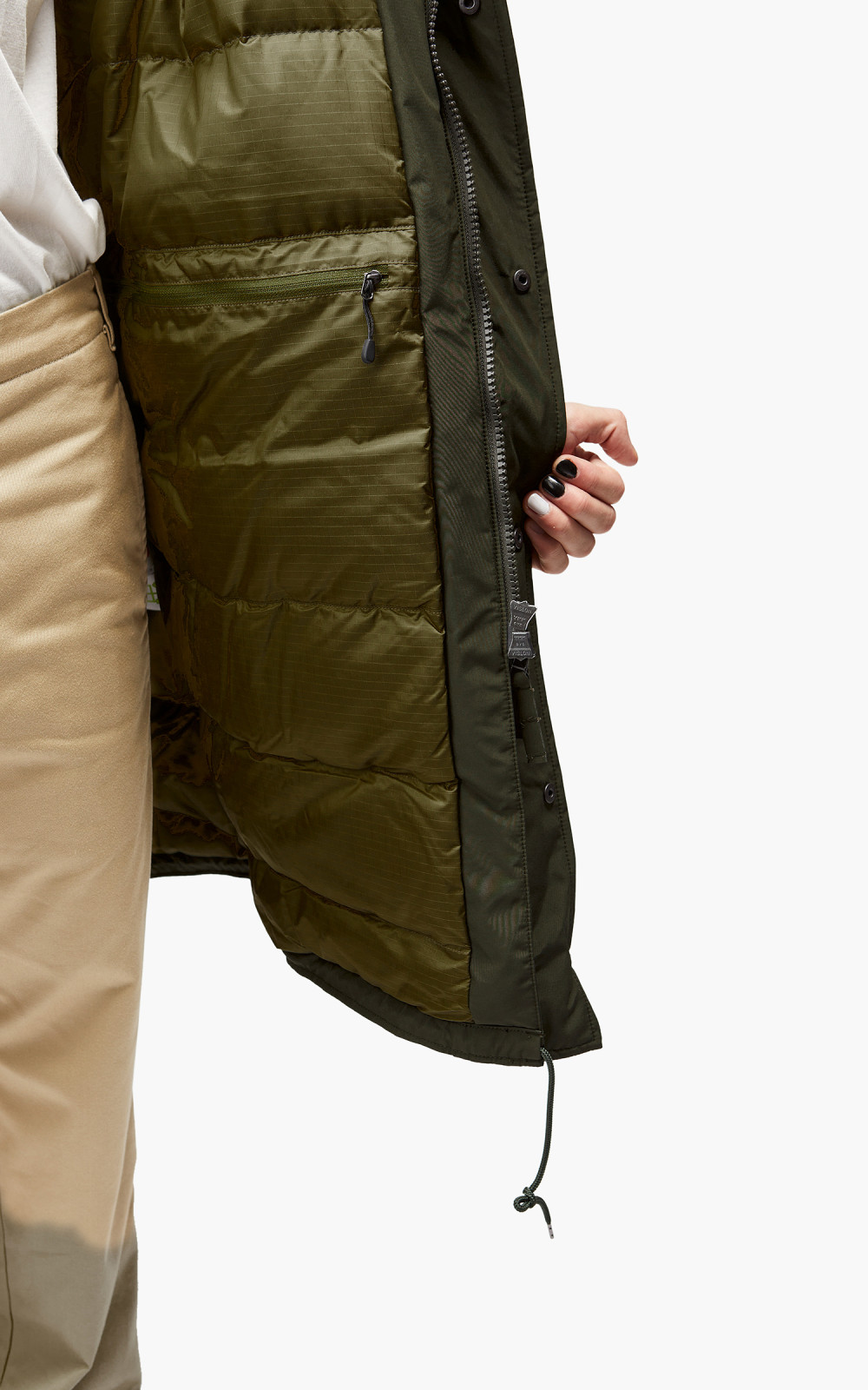 Nanamica GORE-TEX Long Down Coat Khaki Green | Cultizm