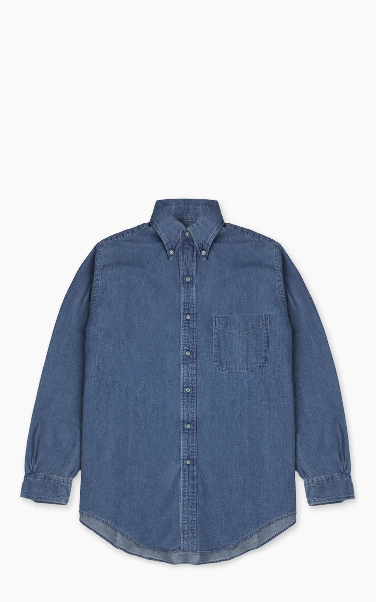[JEMUT]★NOISE WASHING DENIM SHIRTS DENIM SHIRT - RINSED BLUE | COS