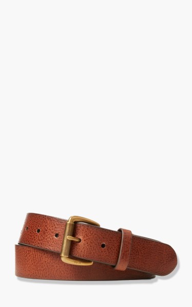 Polo Ralph Lauren Tumbled Leather Roller Buckle Belt Brown