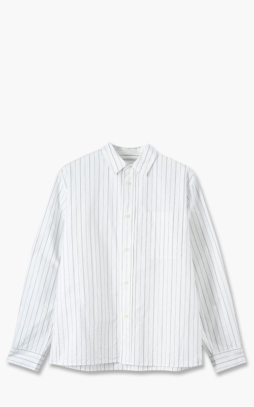 MHL. Painters Shirt Graphic Stripe Cotton Off White/Indigo