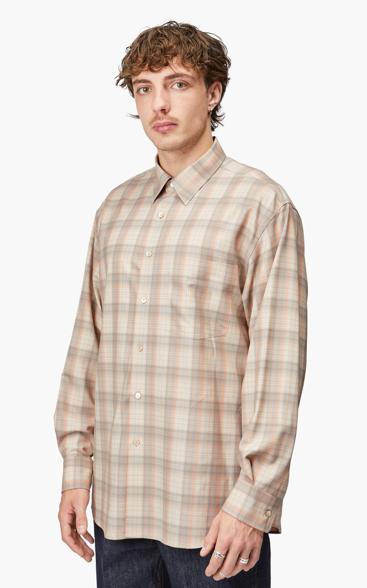 Auralee Super Light Wool Check Shirt Light Beige Check | Cultizm Auralee Super Light Wool Check Shirt Light Beige Check | Cultizm