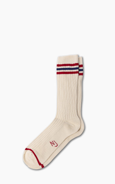 Nudie Jeans Men Vintage Sport Socks Offwhite/Red