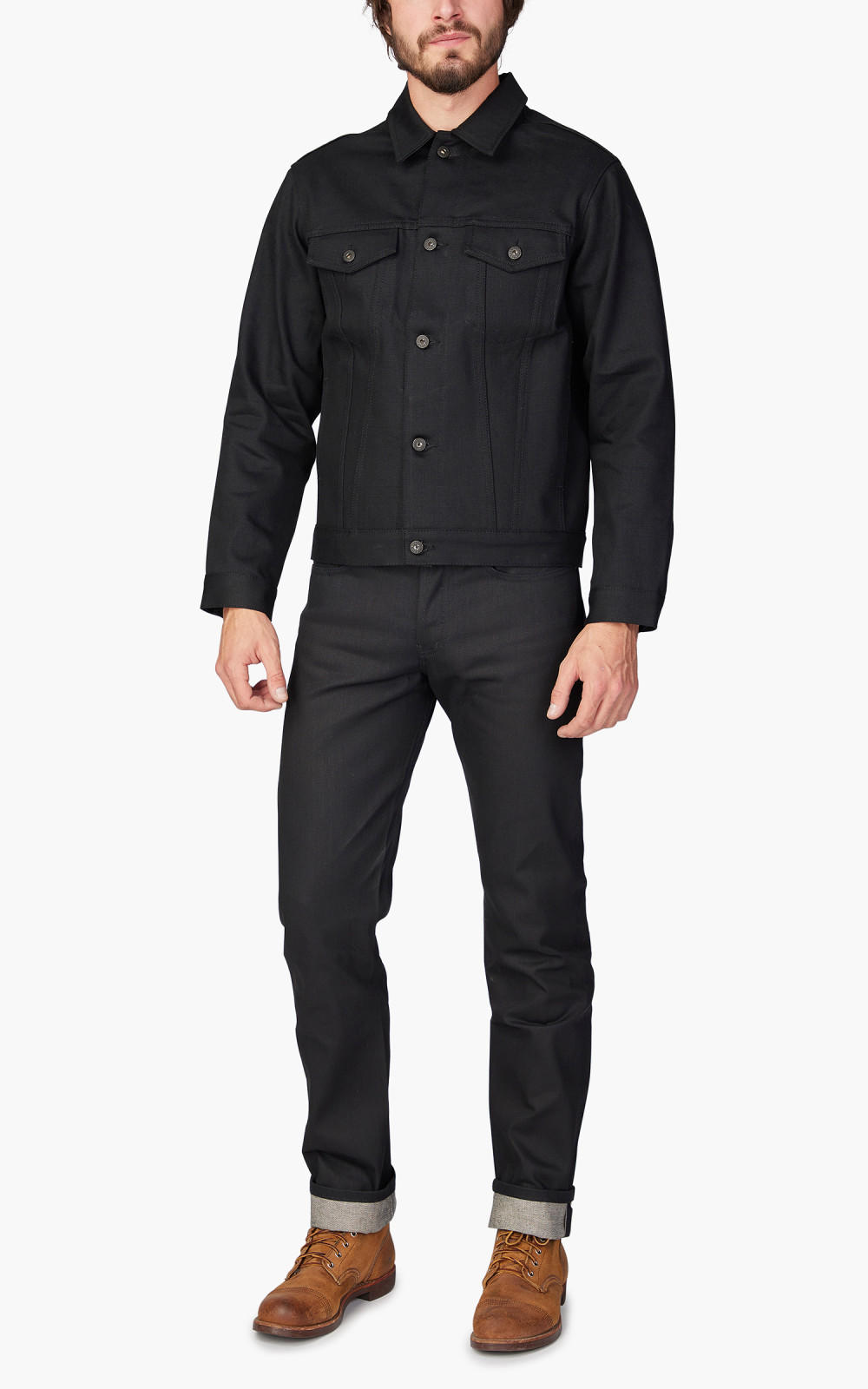 Graphpaper　SUMI Coated Denim SETUP SUMI Coated Denim Collarless Jacket / BLACK | Graphpaper