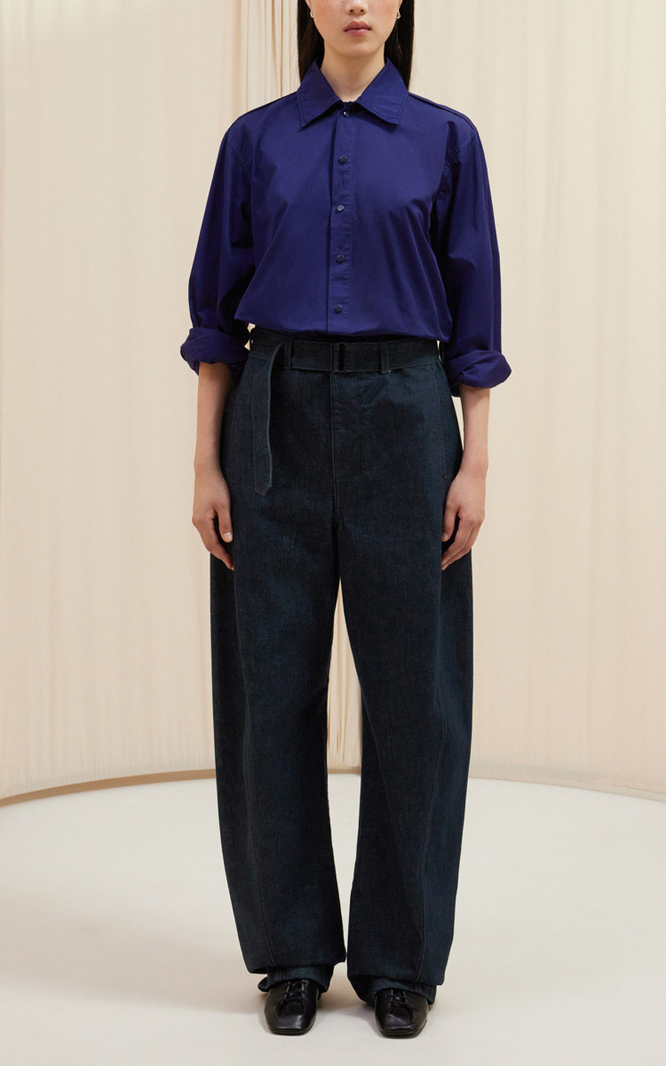 パンツ LEMAIRE IndigoDenim belted twisted pants Lemaire Twisted Belted Pants Denim Indigo | Cultizm