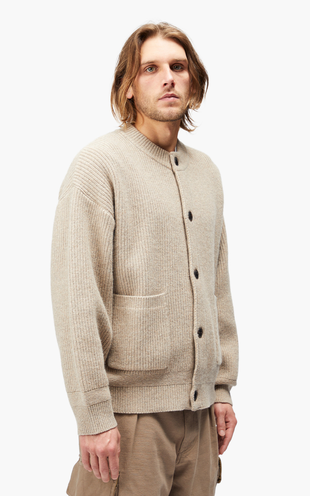 FrizmWORKS Heavy Wool Round Cardigan Oatmeal Cultizm