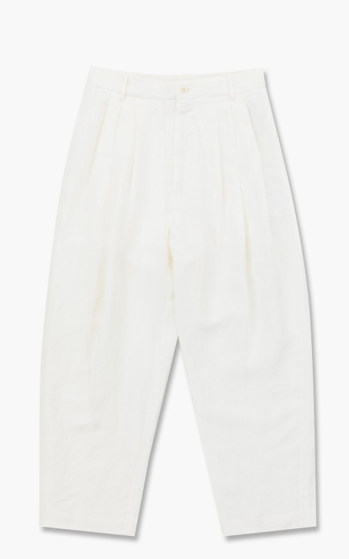 4 Pleat Pants Linen White