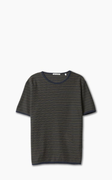 Our Legacy Tanker T-Shirt Navy/Brown Crepe Stripe