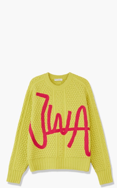 JW Anderson JWA Crewneck Cable Jumper Yellow/Pink KW0565-YN0174-232