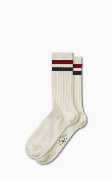 Nudie Jeans Amundsson Sport Socks Off White/Navy/Red