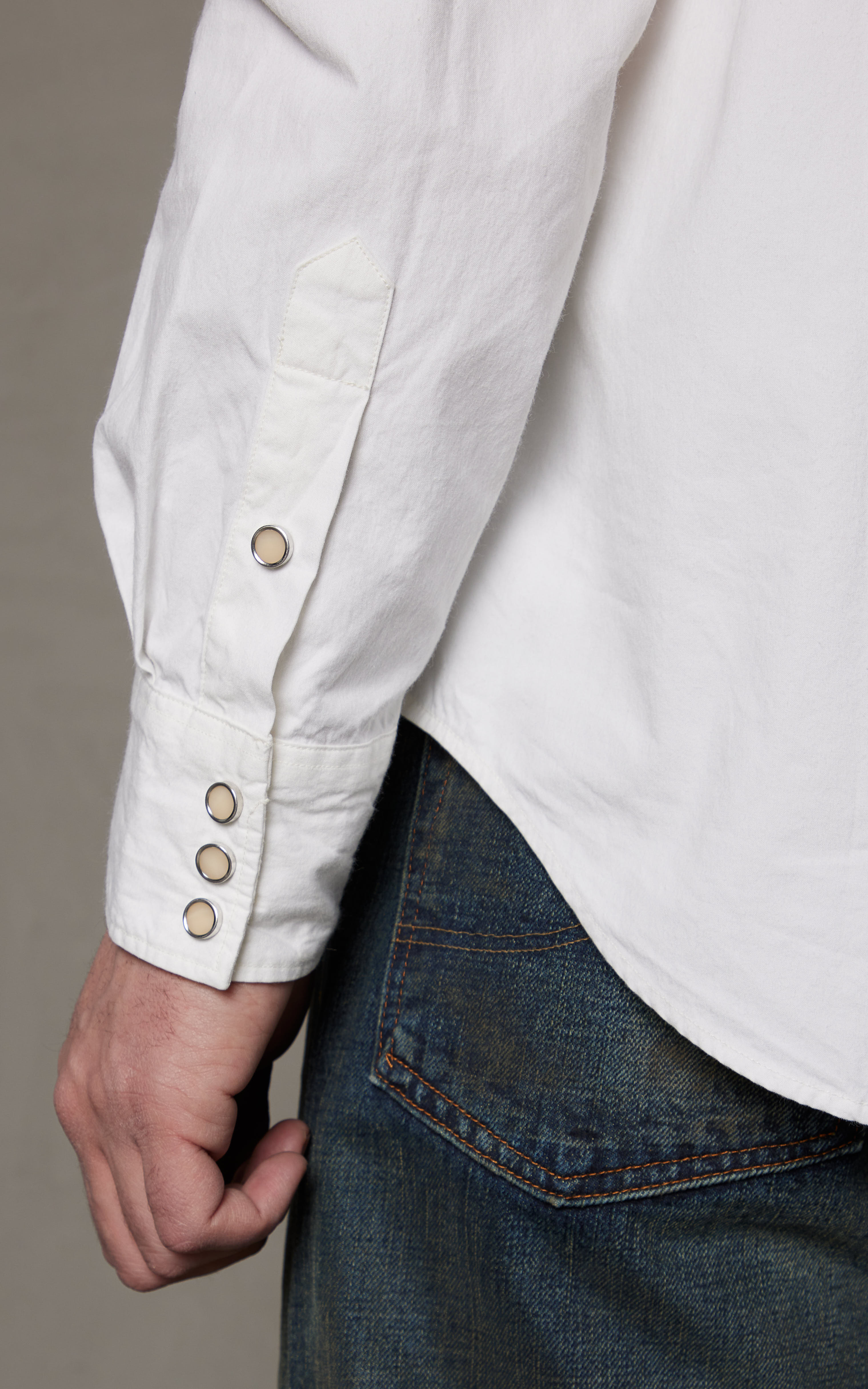 RRL Buffalo Western Shirt Poplin White | Cultizm