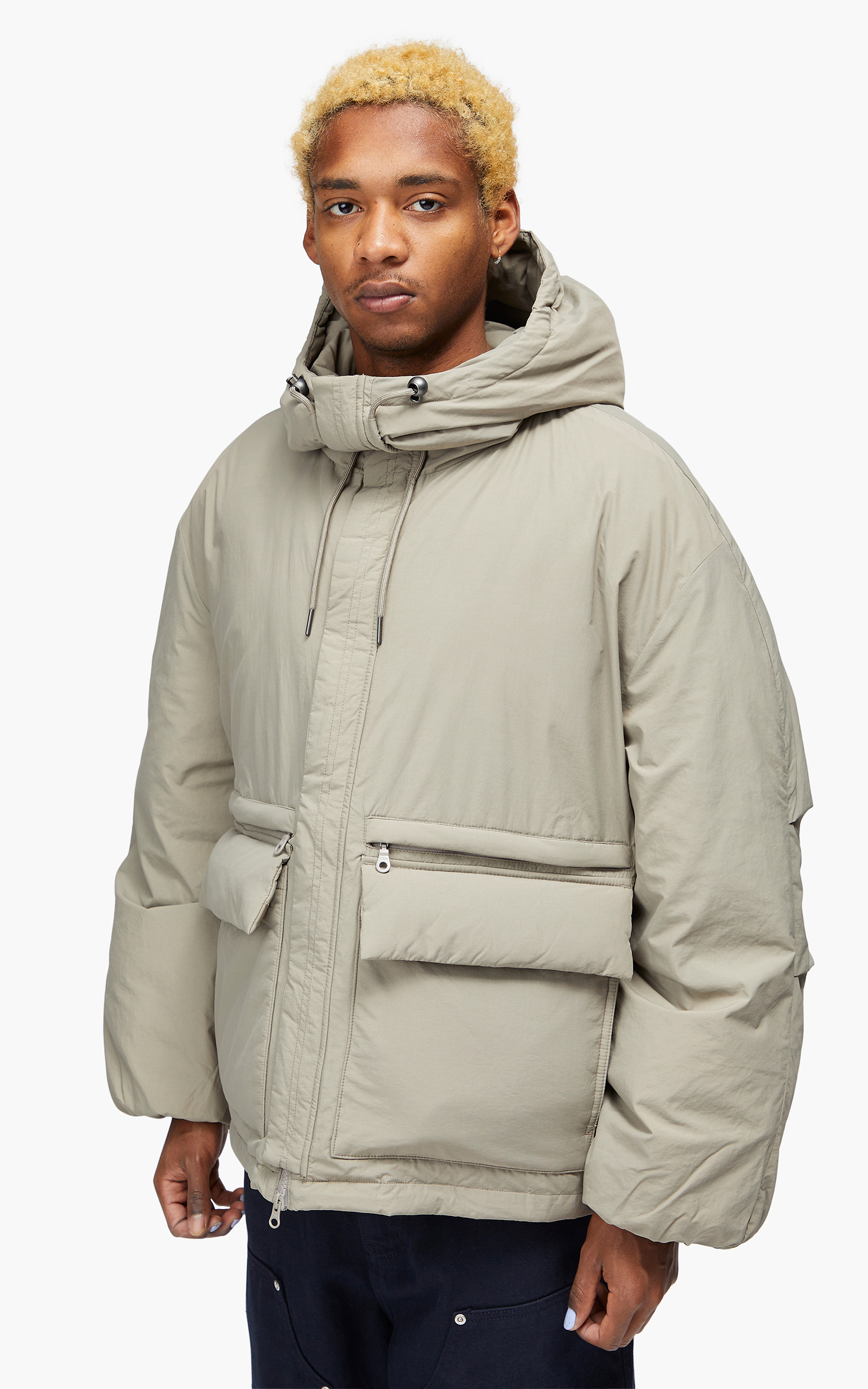 FrizmWORKS Hooded Puffer Down Parka Taupe | Cultizm