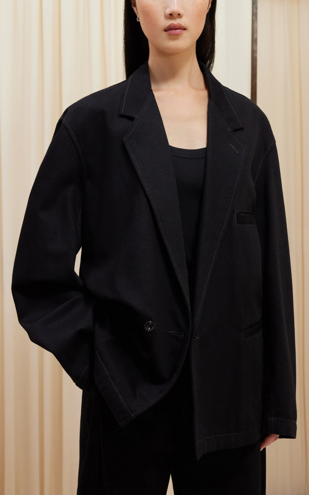 Lemaire Workwear Blazer Heavy Denim Black | Cultizm