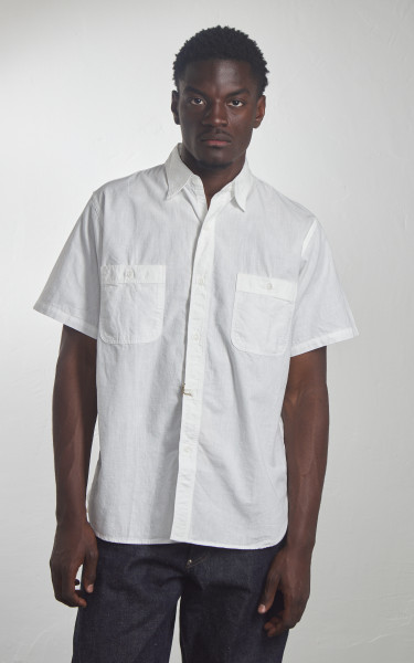 OrSlow Short Sleeve Chambray Work Shirt White
