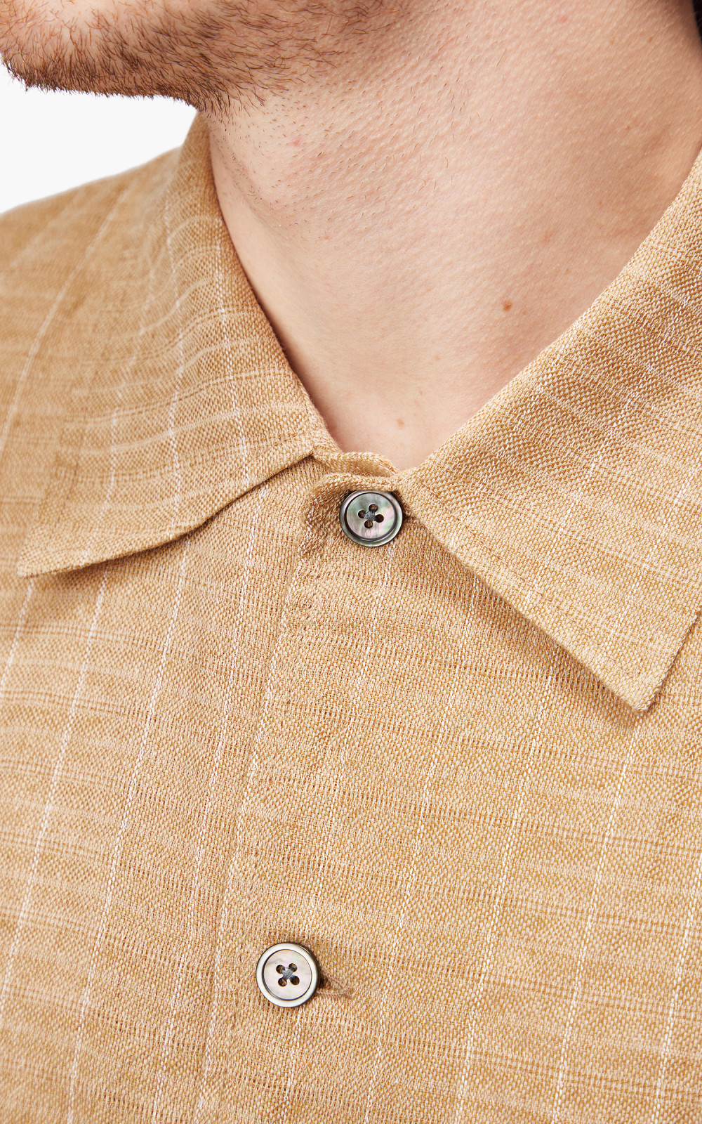 OUR LEGACY ELDER SHIRT SHORTSLEEVE ベージュ Our Legacy - Elder Shirt Shortsleeve Brown Sparse Panama