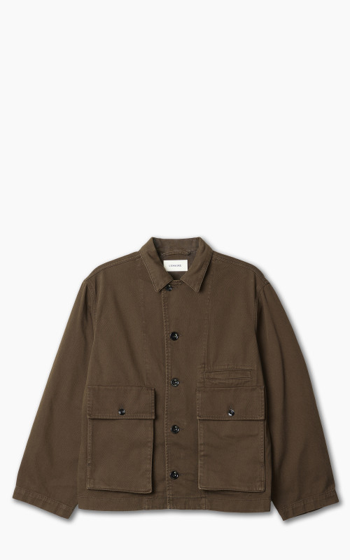 Lemaire Boxy Jacket Garment Dyed Denim Dark Brown
