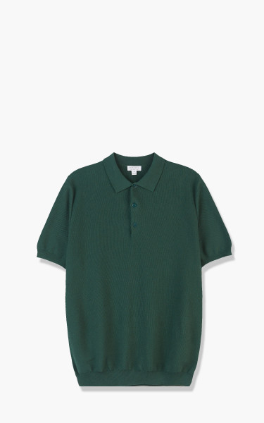 Sunspel Fine Texture Polo Shirt Deep Green MPOL8115-GNEU