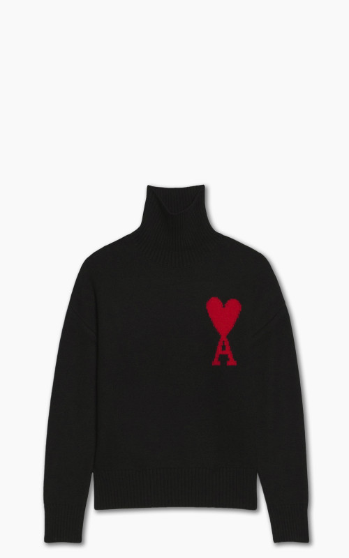 AMI Paris Ami De Coeur Funnel Neck Sweater Black/Red