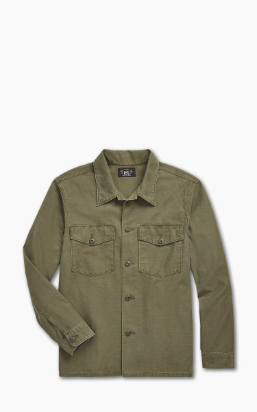 RRL Regiment Reverse Sateen Overshirt Olive