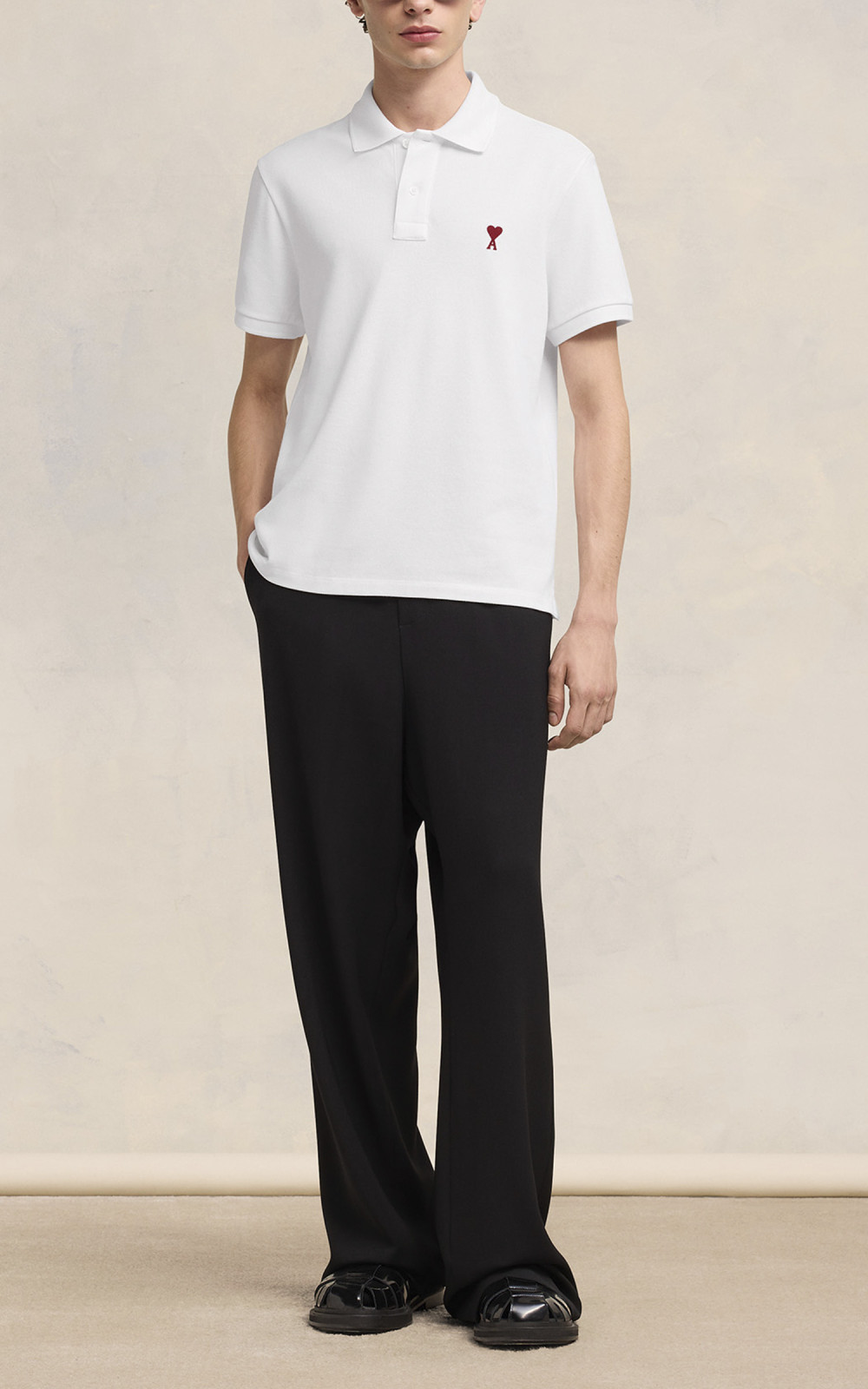 AMI Paris Ami De Coeur Polo Shirt White | Cultizm