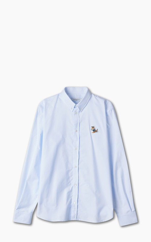 Maison Kitsuné Dressed Fox Patch Relaxed Shirt Light Blue