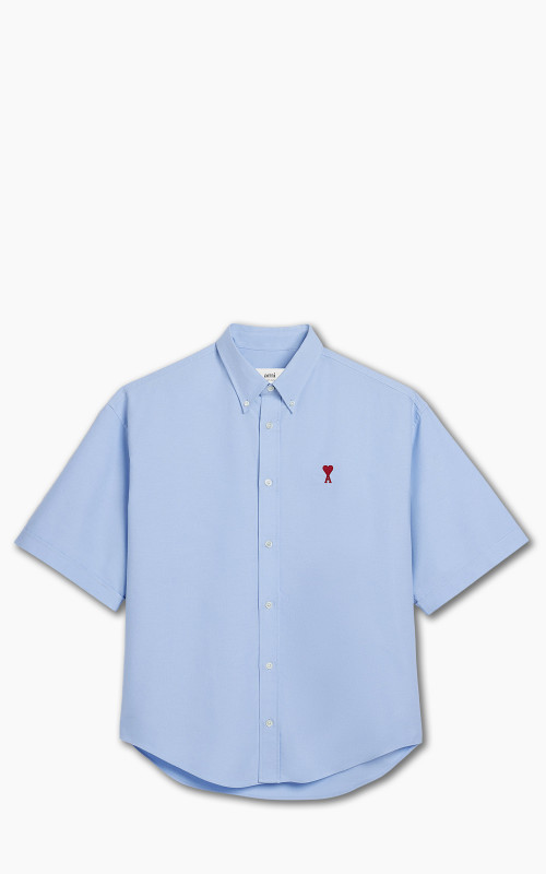 AMI Paris Boxy Fit Short Sleeve Shirt Cashmere Blue