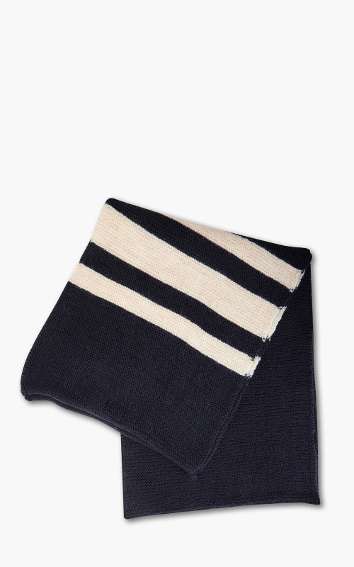 Nigel Cabourn Striped Scarf Schoeller Wool Black Navy