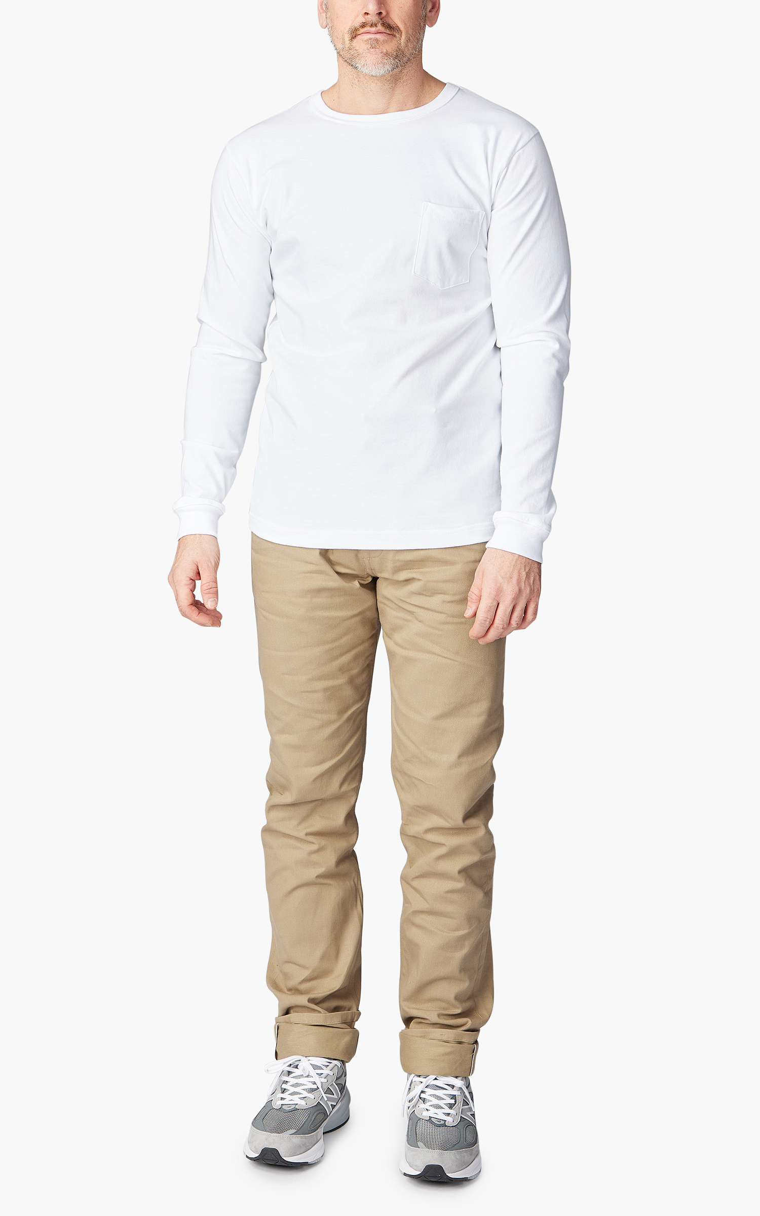 3sixteen Long Sleeve Pocket T-Shirt White | Cultizm